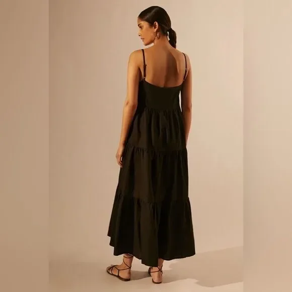 Anthropologie Charlie Holiday Isabella Tiered Black Maxi Dress - Picture 4 of 5